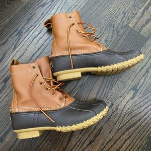 L.L Bean Women’s 8” Bean Duck Boots, size 8, brown and tan